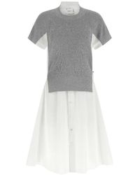 Sacai - Hybrid Cotton Midi Dress - Lyst