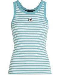 KARL LAGERFELD - Ikon Striped Ribbed Tank Top - Lyst