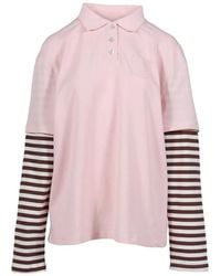Sandy Liang - Dew Layered Striped-Sleeve Polo Top - Lyst