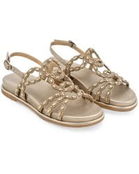 Alma En Pena. - Crystal-Embellished Metallic-Finish Sandals - Lyst