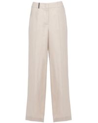 Peserico - Bead-Detail Wide-Leg Trousers - Lyst
