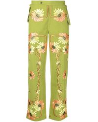 Bode - Victorian Floral-embroidered Trousers - Lyst