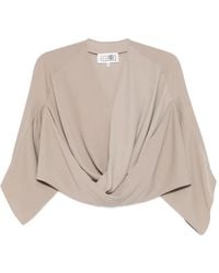 MM6 by Maison Margiela - Draped V-Neck Blouse - Lyst