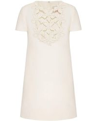 Valentino Garavani - Crepe Couture Embroidered Minidress - Lyst