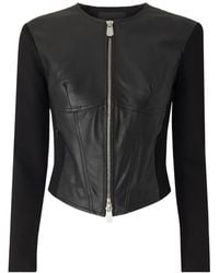 Pinko - Bustier Zip-Up Leather Jacket - Lyst