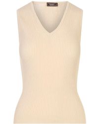 Peserico - Ribbed-Knit V-Neck Top - Lyst