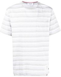 Thom Browne - Logo-patch Striped T-shirt - Lyst