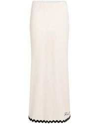 KARL LAGERFELD - Natural Low-Length Wavy Skirt With Straps - Lyst
