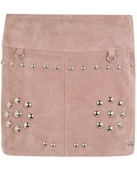 John Richmond - Stud-Embellished Suede Mini Skirt - Lyst