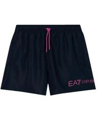 EA7 - Logo-Print Drawstring Swim Shorts - Lyst