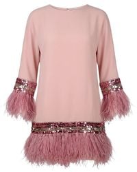 Valentino Garavani - Sequin-Embellished Feather-Trim Mini Dress - Lyst