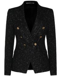 Tagliatore - Double-Breasted Tweed Blazer - Lyst