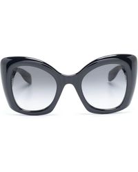 Alexander McQueen - Logo-engraved Butterfly-frame Sunglasses - Lyst