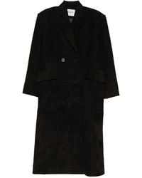 DUCIE - Aggie Double-Breasted Leather Coat - Lyst