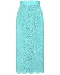 Dolce & Gabbana - Floral-Lace High-Waisted Midi Skirt - Lyst