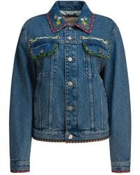 Valentino Garavani - Beaded-Embroidery Denim Jacket - Lyst