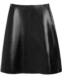 Ami Paris - Patent Leather A-Line Midi Skirt - Lyst
