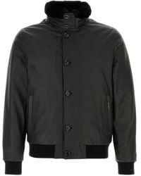 Moorer - Cleros Leather Bomber Jacket - Lyst