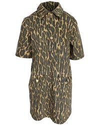 Ganni - Vestido Corto Con Animal Print - Lyst