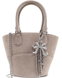 Self-Portrait - Self Portrait Grey Wildleder Charm Tote - Lyst