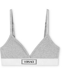 Versace - Bralette A Coste Con Logo 90s Vintage - Lyst