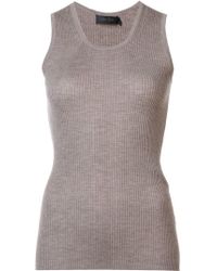 Calvin Klein Top sin mangas de canalé en cashmere - Azul