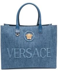 Versace - Sac Cabas En Jean À Logo Medusa - Lyst