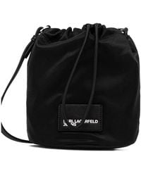 KARL LAGERFELD - Sac À Bandoulière À Lien De Resserrage Et Écusson À Logo - Lyst