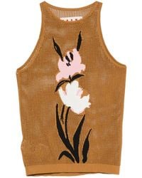 Marni - Mesh Top With Floral Inlays - Lyst