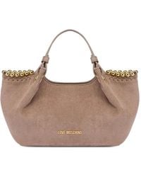 Love Moschino - Bead-Embellished Faux-Suede Shoulder Bag - Lyst