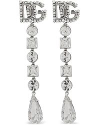 Dolce & Gabbana - Long Earrings With Shimmering Crystals - Lyst