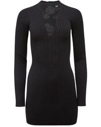 Fleur du Mal - Quinn Cable-Knit Lace-Insert Dress - Lyst