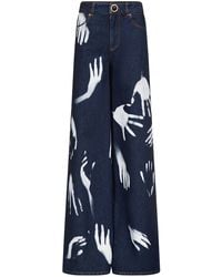 Area - Wide-Leg-Jeans Mit Hand-Print - Lyst