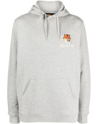 Barbour - X Maison Kitsuné Logo-Embroidered Cotton Hoodie - Lyst