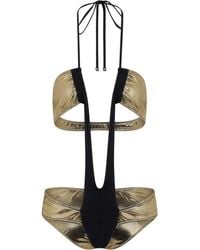Dolce & Gabbana - Plunge-Neck Cut-Out Swimsuit - Lyst