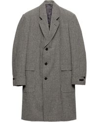 Prada - Houndstooth-Check Wool Single-Breasted Coat - Lyst