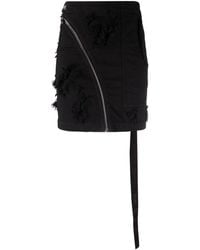 Rick Owens - Zip-detail Frayed Skirt - Lyst