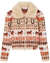 Stella McCartney - Fair Isle Plush-Collar Wool Cardigan - Lyst
