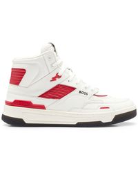 BOSS - Quilted-panel High-top Sneakers - Lyst