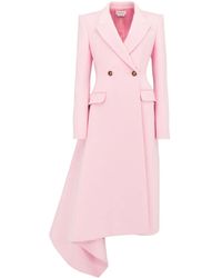 Alexander McQueen - Double-breasted Draped Midi Coat - Lyst
