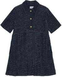 Ganni - Short-Sleeve Denim Mini Dress - Lyst