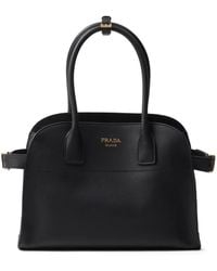 Prada - Logo-Lettering Leather Tote Bag - Lyst