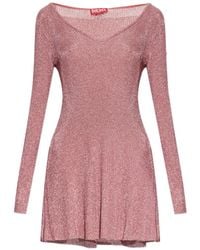 DIESEL - M-Dalila V-Neck Long-Sleeved Mini Dress - Lyst