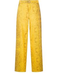 Roberto Cavalli - Brocade-Print Straight-Leg Jeans - Lyst
