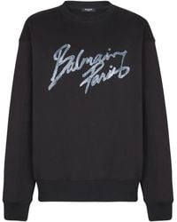 Balmain - Sudadera de algodón con logo estampado - Lyst