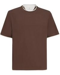 Brunello Cucinelli - Cotton Jersey Crew Neck T-Shirt With Faux-Layering - Lyst