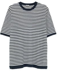 GALLIA - Derek Stripes Linen T-Shirt - Lyst
