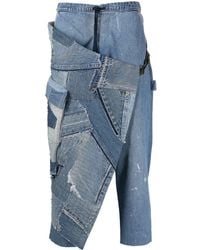 Greg Lauren - Patchwork Drawstring-waist Tapered Jeans - Lyst
