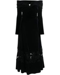 Nissa - Lace-detailing Velvet-finish Dress - Lyst