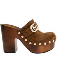 Gucci - Gg Marmont Suede Clogs - Lyst
